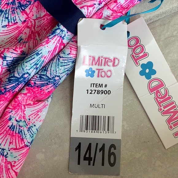 Limited Too One Piece Girls Bathing Suit Swimsuit 14/16 NWT - Picture 2 of 2